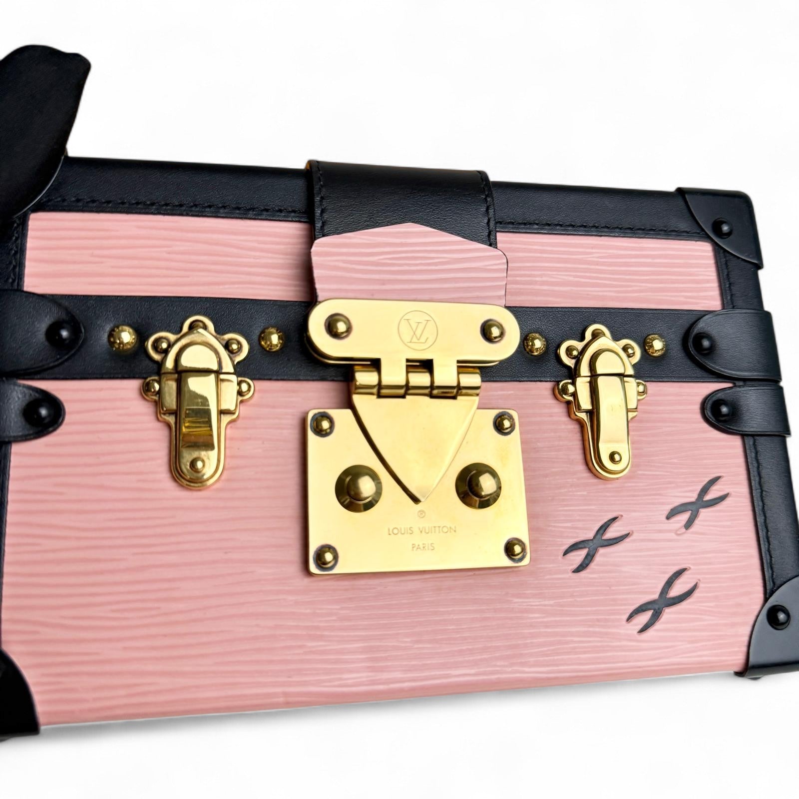 LV Petite Malle Pink Epi and Noir Leather, Gold-tone Hardware