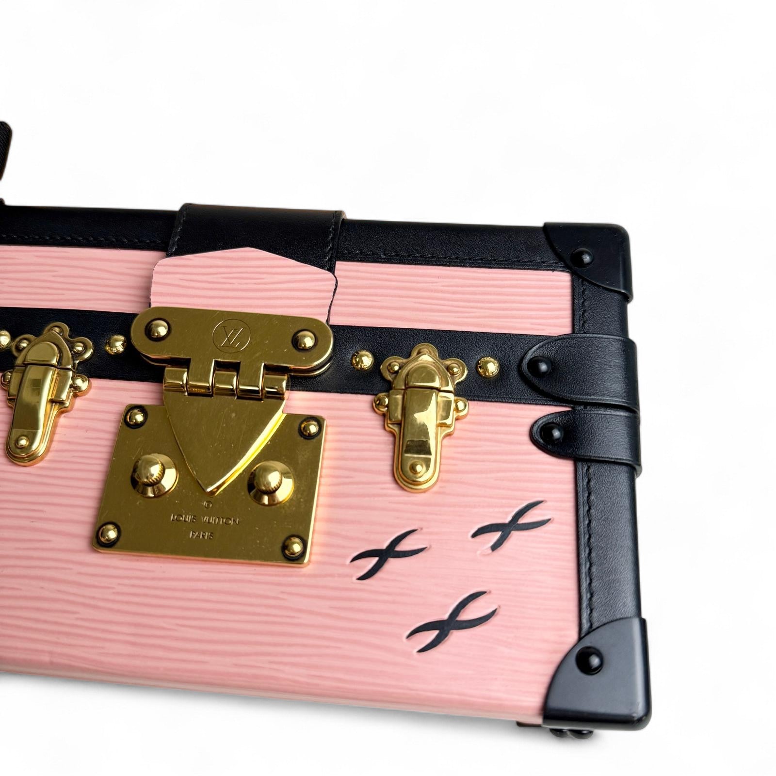 LV Petite Malle Pink Epi and Noir Leather, Gold-tone Hardware