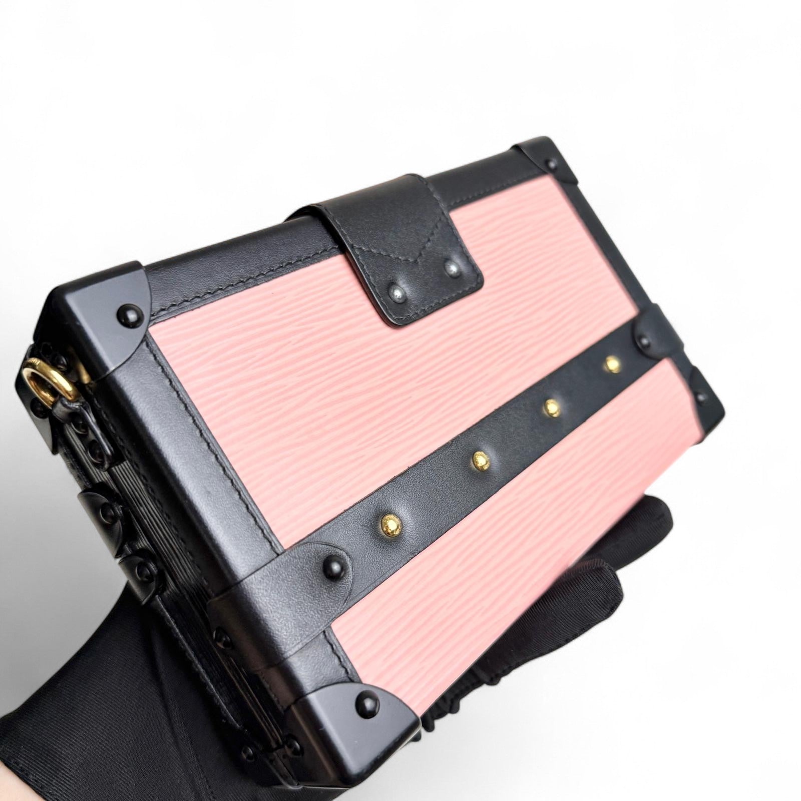 LV Petite Malle Pink Epi and Noir Leather, Gold-tone Hardware