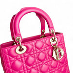 将图片加载到图库查看器，Christian Dior Lady Dior Medium – Fuchsia Pink Lambskin, Gold-tone Hardware
