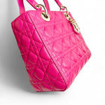 将图片加载到图库查看器，Christian Dior Lady Dior Medium – Fuchsia Pink Lambskin, Gold-tone Hardware
