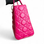 将图片加载到图库查看器，Christian Dior Lady Dior Medium – Fuchsia Pink Lambskin, Gold-tone Hardware
