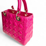 将图片加载到图库查看器，Christian Dior Lady Dior Medium – Fuchsia Pink Lambskin, Gold-tone Hardware
