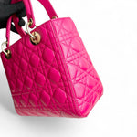 将图片加载到图库查看器，Christian Dior Lady Dior Medium – Fuchsia Pink Lambskin, Gold-tone Hardware
