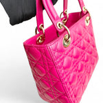 将图片加载到图库查看器，Christian Dior Lady Dior Medium – Fuchsia Pink Lambskin, Gold-tone Hardware
