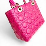 将图片加载到图库查看器，Christian Dior Lady Dior Medium – Fuchsia Pink Lambskin, Gold-tone Hardware
