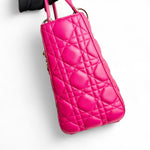 将图片加载到图库查看器，Christian Dior Lady Dior Medium – Fuchsia Pink Lambskin, Gold-tone Hardware
