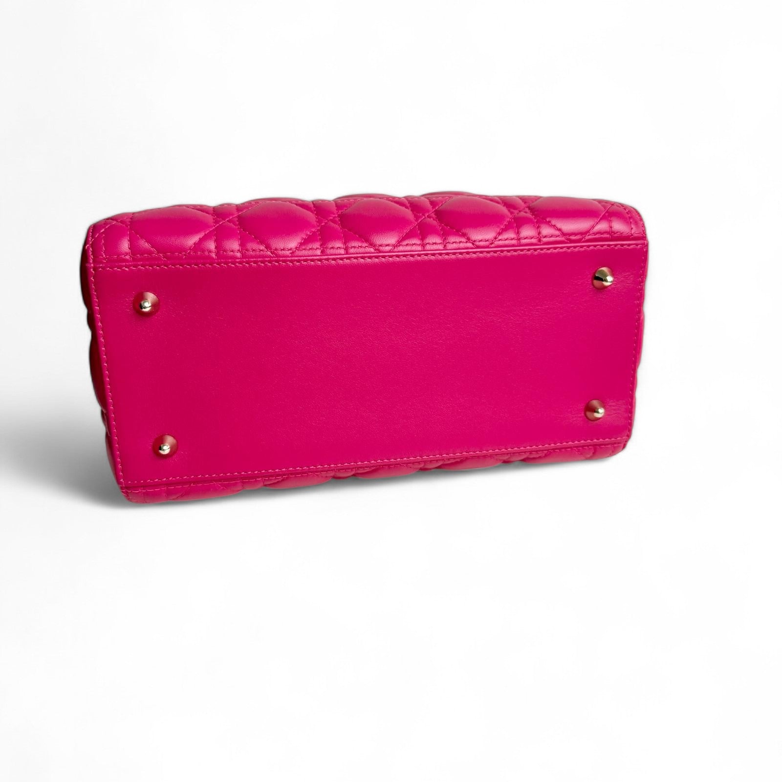 Christian Dior Lady Dior Medium – Fuchsia Pink Lambskin, Gold-tone Hardware