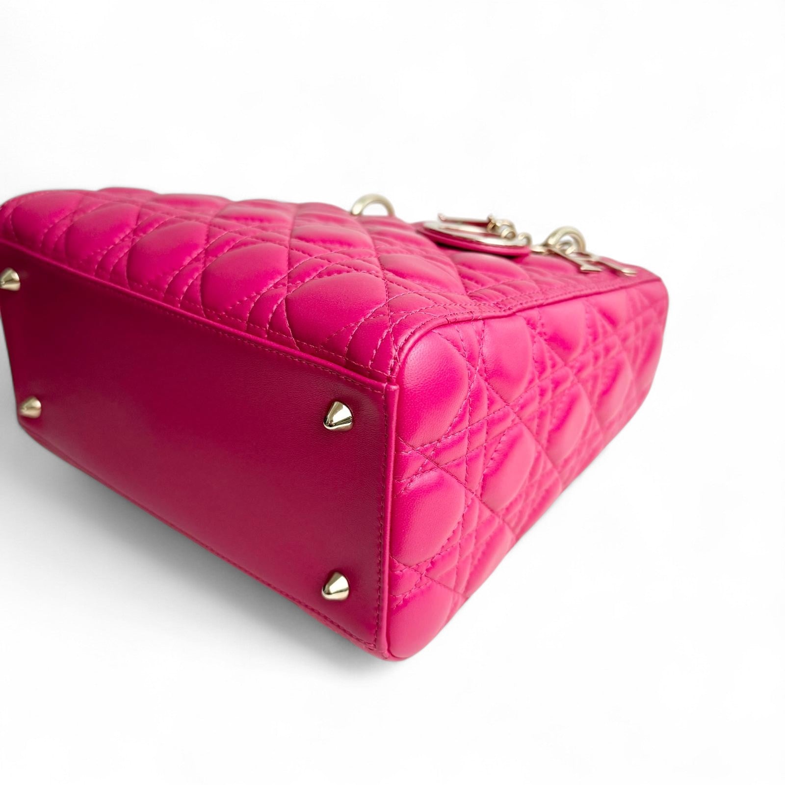 Christian Dior Lady Dior Medium – Fuchsia Pink Lambskin, Gold-tone Hardware