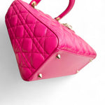 将图片加载到图库查看器，Christian Dior Lady Dior Medium – Fuchsia Pink Lambskin, Gold-tone Hardware
