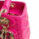 将图片加载到图库查看器，Christian Dior Lady Dior Medium – Fuchsia Pink Lambskin, Gold-tone Hardware
