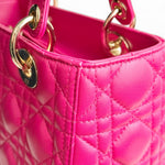 将图片加载到图库查看器，Christian Dior Lady Dior Medium – Fuchsia Pink Lambskin, Gold-tone Hardware
