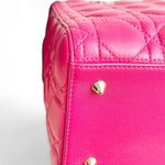 将图片加载到图库查看器，Christian Dior Lady Dior Medium – Fuchsia Pink Lambskin, Gold-tone Hardware
