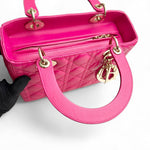 将图片加载到图库查看器，Christian Dior Lady Dior Medium – Fuchsia Pink Lambskin, Gold-tone Hardware
