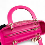 将图片加载到图库查看器，Christian Dior Lady Dior Medium – Fuchsia Pink Lambskin, Gold-tone Hardware
