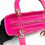 将图片加载到图库查看器，Christian Dior Lady Dior Medium – Fuchsia Pink Lambskin, Gold-tone Hardware
