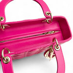 将图片加载到图库查看器，Christian Dior Lady Dior Medium – Fuchsia Pink Lambskin, Gold-tone Hardware
