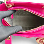 将图片加载到图库查看器，Christian Dior Lady Dior Medium – Fuchsia Pink Lambskin, Gold-tone Hardware
