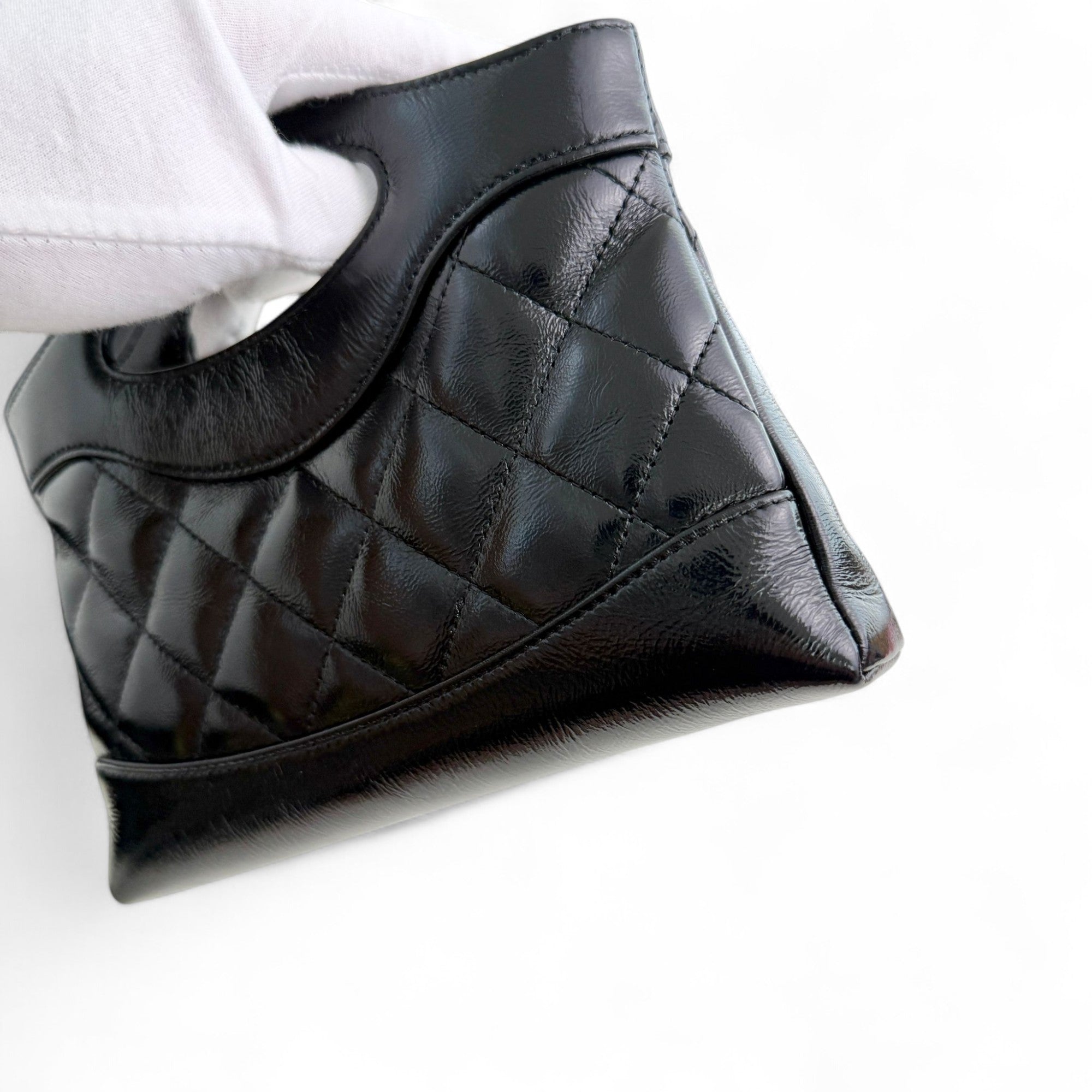 Chanel Nano 31 Shopper  Bag – Black Glazed Calfskin Light Gold-tone Hardware