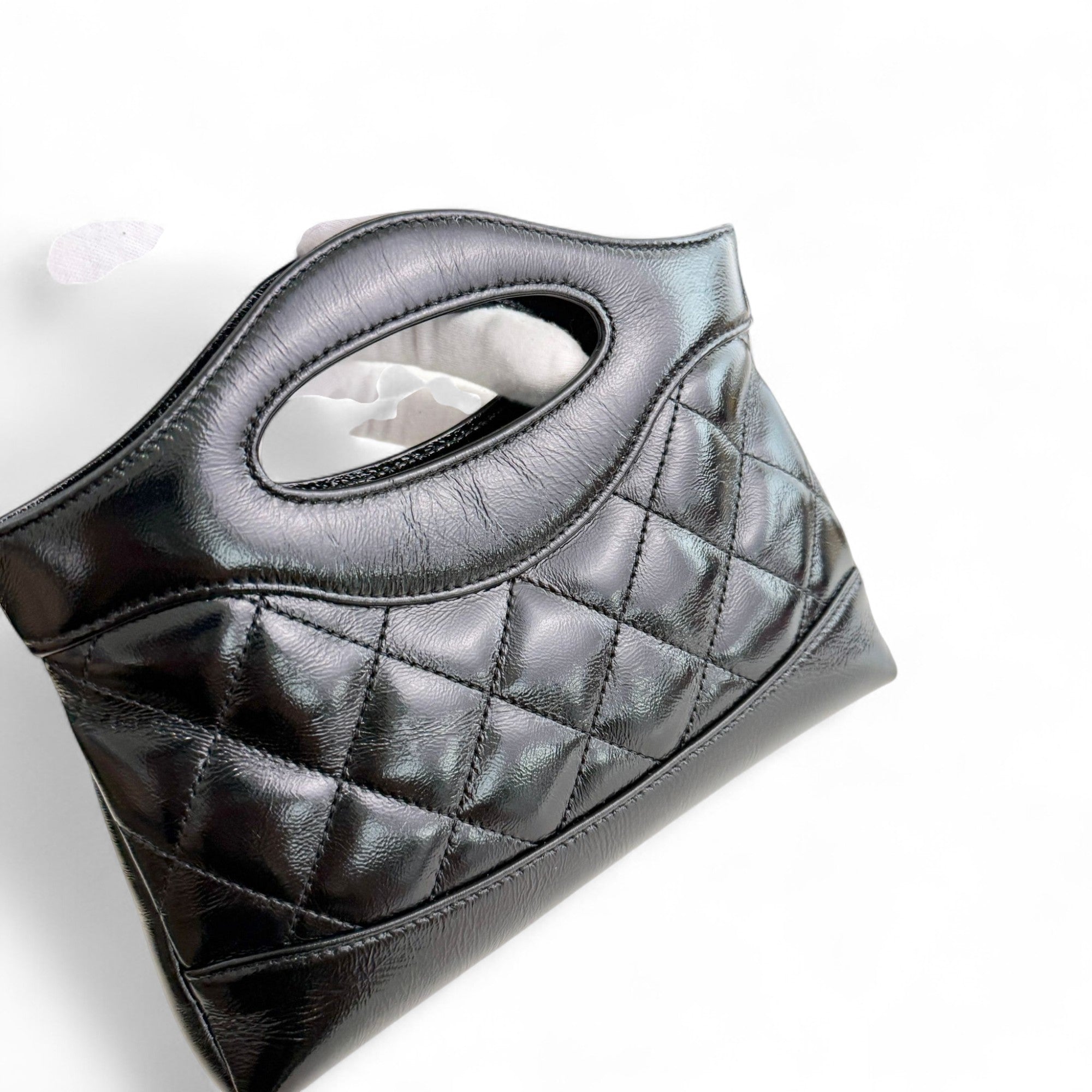 Chanel Nano 31 Shopper  Bag – Black Glazed Calfskin Light Gold-tone Hardware