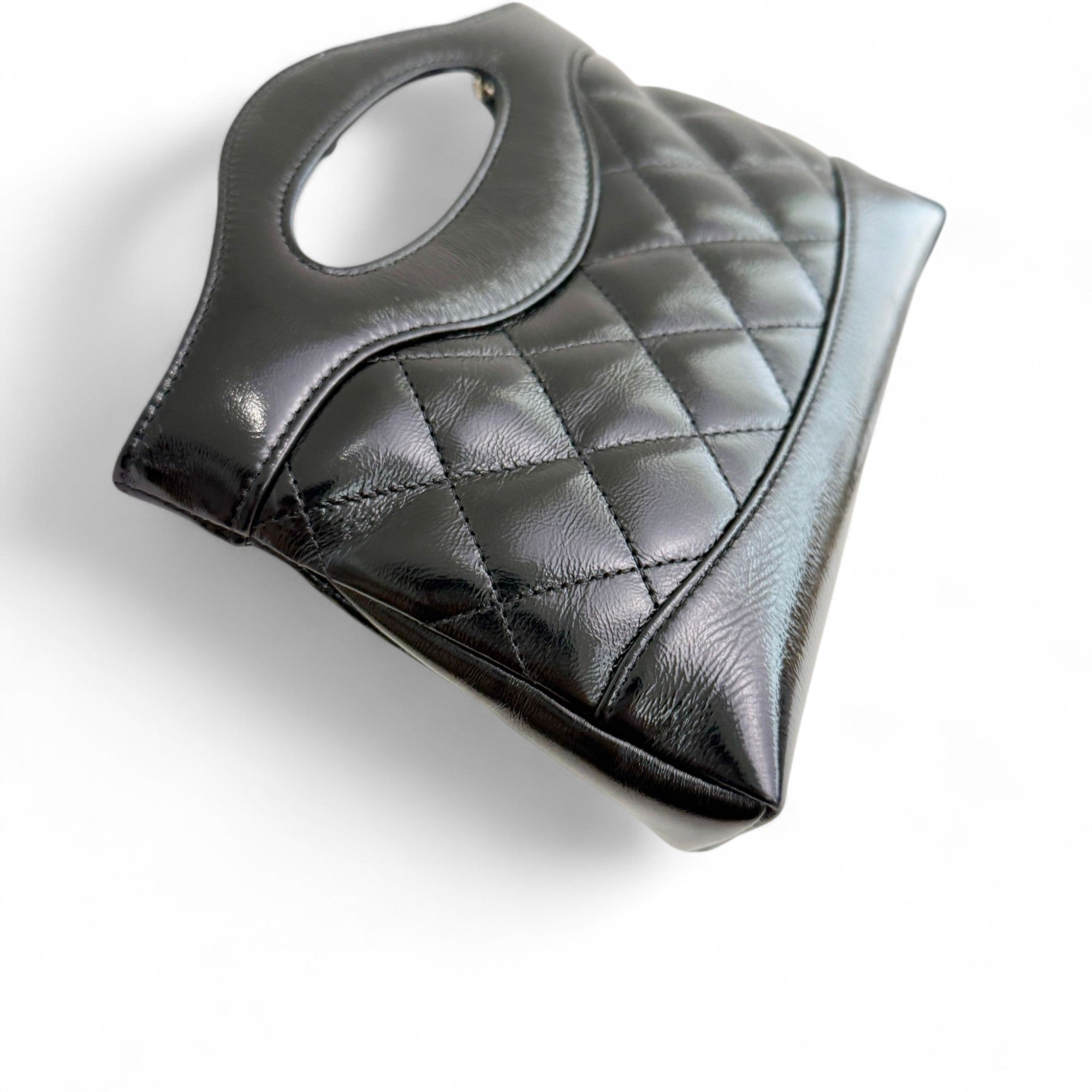 Chanel Nano 31 Shopper  Bag – Black Glazed Calfskin Light Gold-tone Hardware