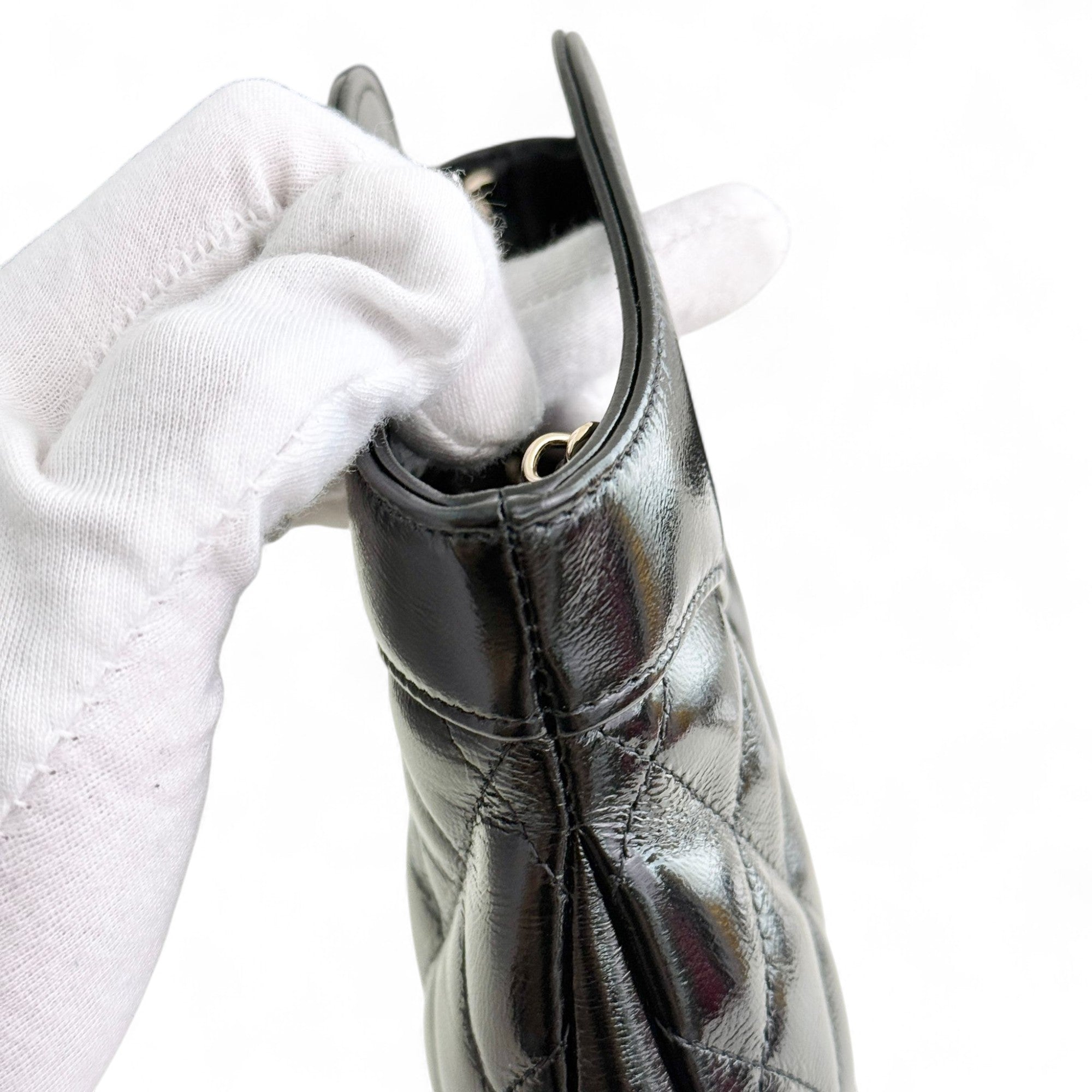 Chanel Nano 31 Shopper  Bag – Black Glazed Calfskin Light Gold-tone Hardware