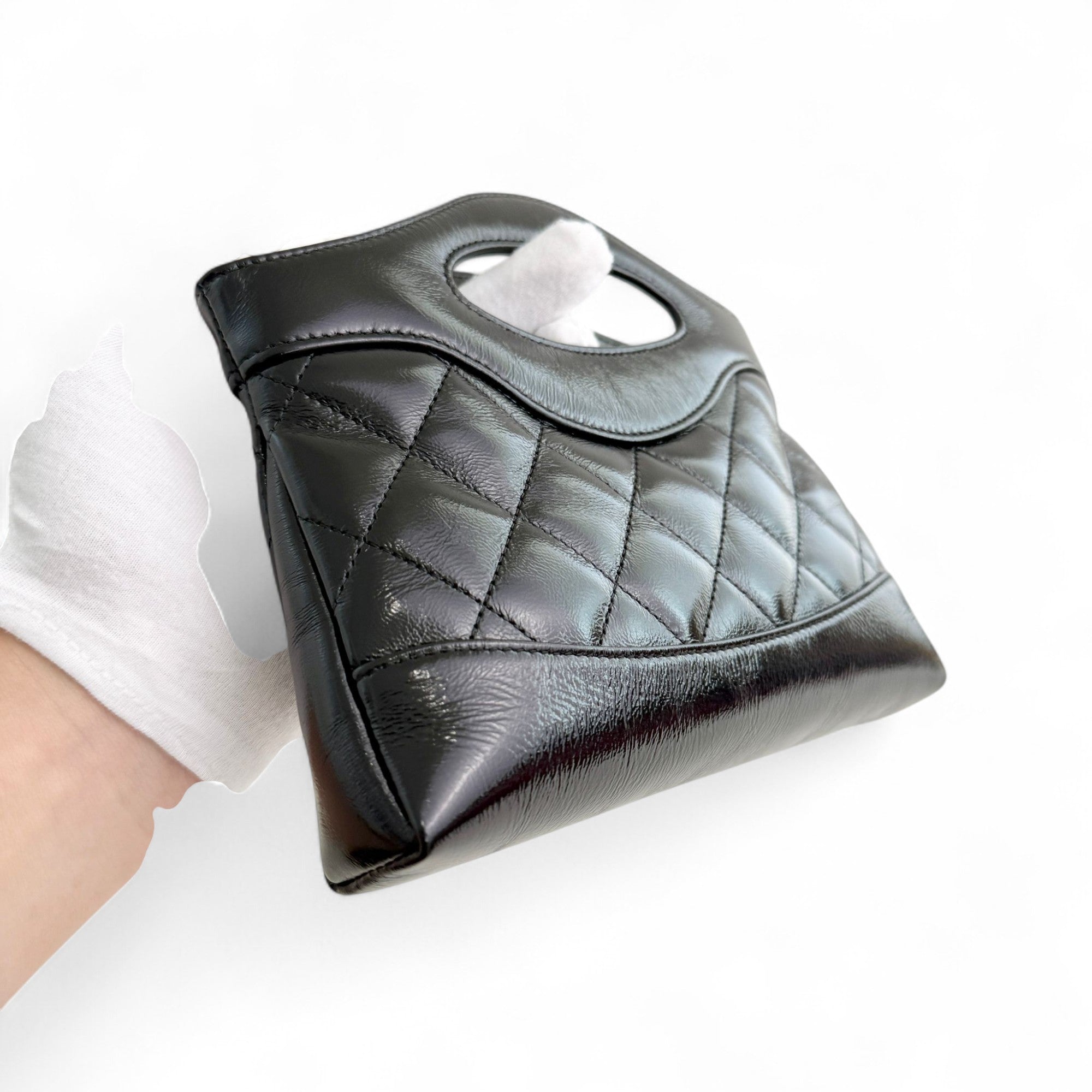 Chanel Nano 31 Shopper  Bag – Black Glazed Calfskin Light Gold-tone Hardware