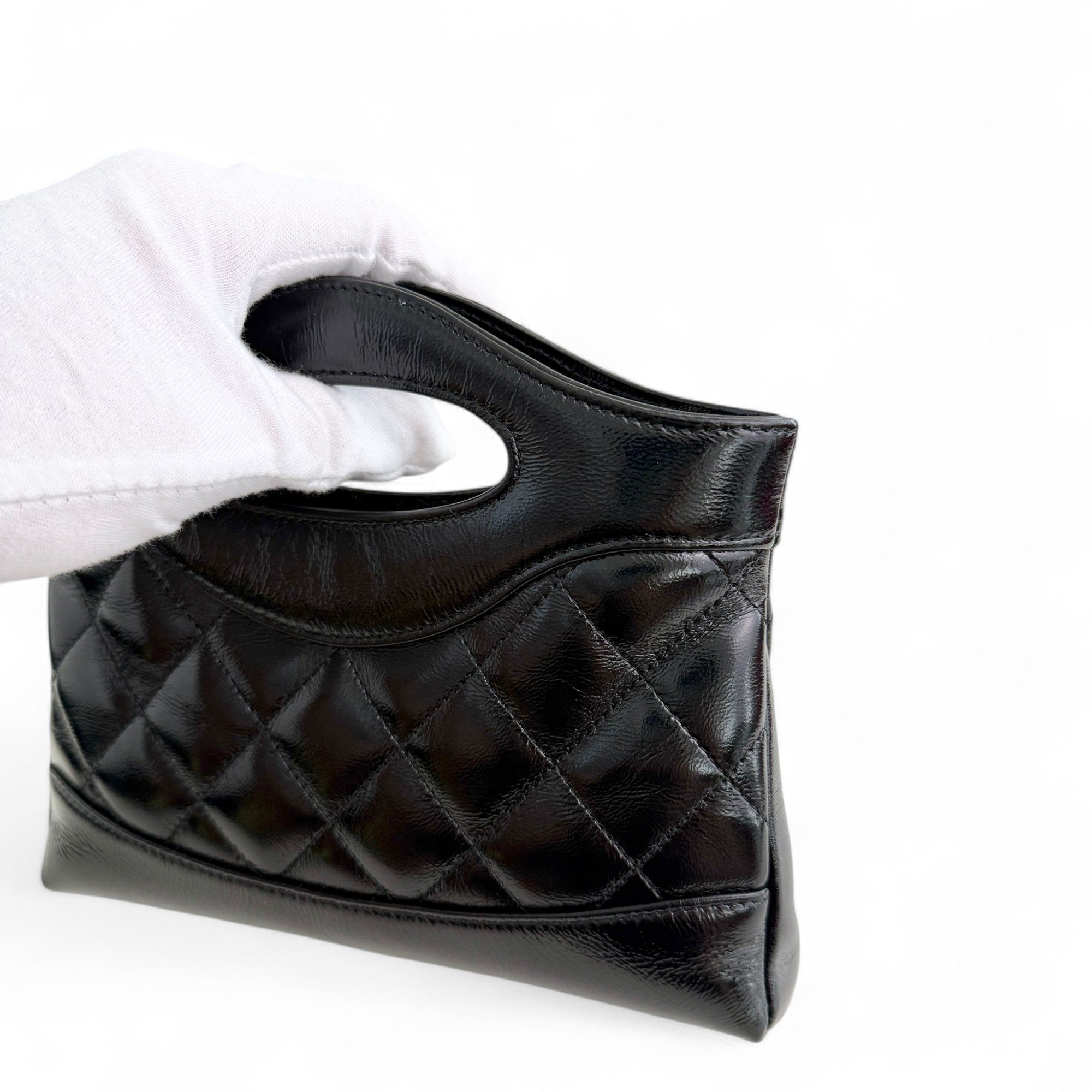 Chanel Nano 31 Shopper  Bag – Black Glazed Calfskin Light Gold-tone Hardware