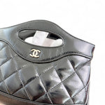将图片加载到图库查看器，Chanel Nano 31 Shopper  Bag – Black Glazed Calfskin Light Gold-tone Hardware
