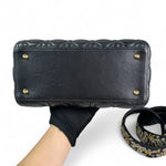 将图片加载到图库查看器，Christian Dior Lady Dior Medium Black Quilted Lambskin Gold-tone Hardware
