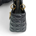 将图片加载到图库查看器，Christian Dior Lady Dior Medium Black Quilted Lambskin Gold-tone Hardware
