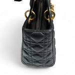 将图片加载到图库查看器，Christian Dior Lady Dior Medium Black Quilted Lambskin Gold-tone Hardware
