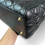 将图片加载到图库查看器，Christian Dior Lady Dior Medium Black Quilted Lambskin Gold-tone Hardware

