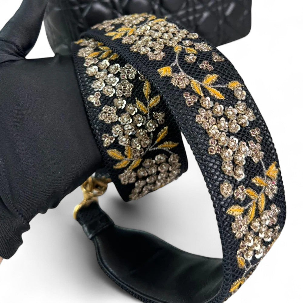 Christian Dior Lady Dior Medium Black Quilted Lambskin Gold-tone Hardware