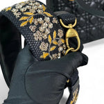 将图片加载到图库查看器，Christian Dior Lady Dior Medium Black Quilted Lambskin Gold-tone Hardware
