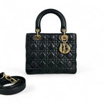 Charger l&#39;image dans la galerie, Christian Dior Lady Dior Medium Black Quilted Lambskin Gold-tone Hardware
