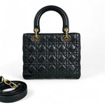 Charger l&#39;image dans la galerie, Christian Dior Lady Dior Medium Black Quilted Lambskin Gold-tone Hardware
