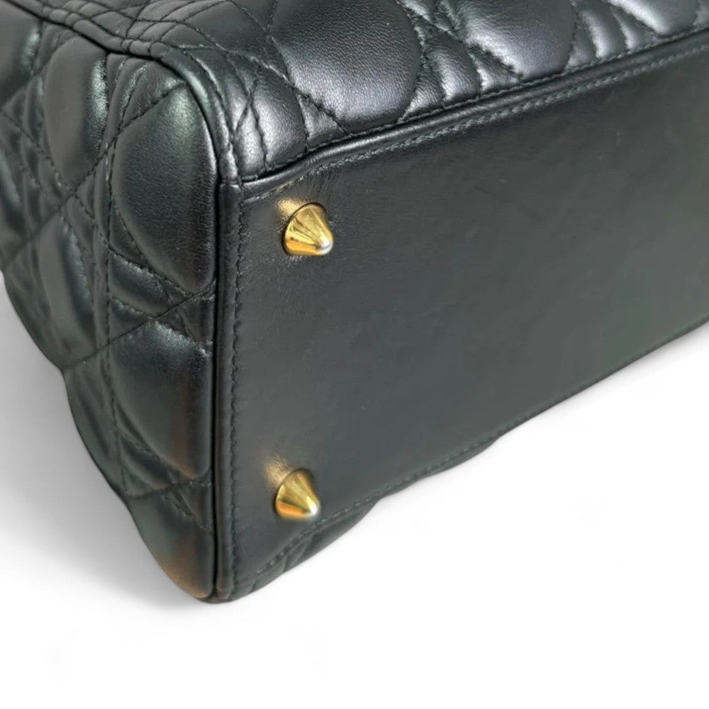 Christian Dior Lady Dior Medium Black Quilted Lambskin Gold-tone Hardware