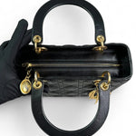 Charger l&#39;image dans la galerie, Christian Dior Lady Dior Medium Black Quilted Lambskin Gold-tone Hardware
