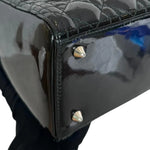 将图片加载到图库查看器，Christian Dior Lady Dior Medium Black Patent Quilted Leather Silver-tone Hardware
