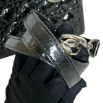 将图片加载到图库查看器，Christian Dior Lady Dior Medium Black Patent Quilted Leather Silver-tone Hardware

