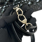 将图片加载到图库查看器，Christian Dior Lady Dior Medium Black Patent Quilted Leather Silver-tone Hardware
