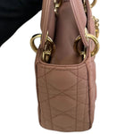将图片加载到图库查看器，Christian Dior Lady Dior Mini  Beige-Pink/Fard Lambskin Cannage Gold-tone Hardware
