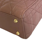 将图片加载到图库查看器，Christian Dior Lady Dior Mini  Beige-Pink/Fard Lambskin Cannage Gold-tone Hardware
