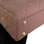 将图片加载到图库查看器，Christian Dior Lady Dior Mini  Beige-Pink/Fard Lambskin Cannage Gold-tone Hardware
