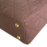 将图片加载到图库查看器，Christian Dior Lady Dior Mini  Beige-Pink/Fard Lambskin Cannage Gold-tone Hardware
