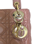将图片加载到图库查看器，Christian Dior Lady Dior Mini  Beige-Pink/Fard Lambskin Cannage Gold-tone Hardware
