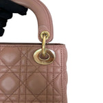 将图片加载到图库查看器，Christian Dior Lady Dior Mini  Beige-Pink/Fard Lambskin Cannage Gold-tone Hardware
