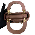 将图片加载到图库查看器，Christian Dior Lady Dior Mini  Beige-Pink/Fard Lambskin Cannage Gold-tone Hardware
