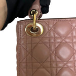 将图片加载到图库查看器，Christian Dior Lady Dior Mini  Beige-Pink/Fard Lambskin Cannage Gold-tone Hardware
